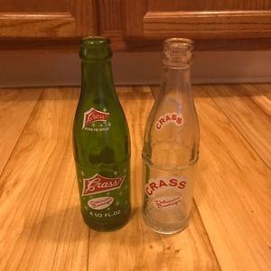 Vintage glass bottles- Crass Delicious Beverages